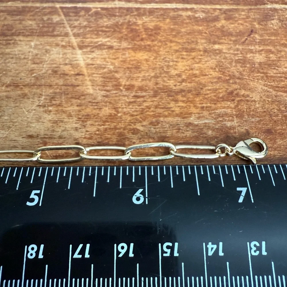 Two Gold Tone Bracelets Black Clover Leaf Clamper and Paper Clip Chain Style - Picture 10 of 11